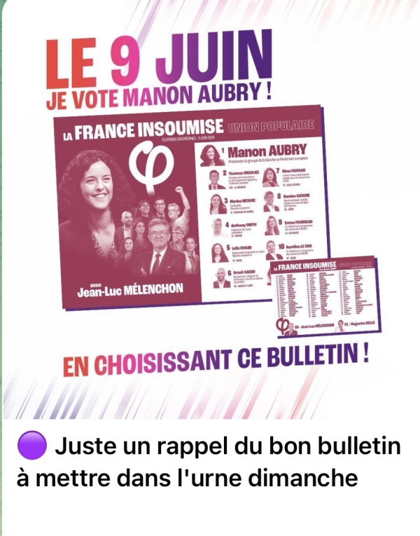 ELECTIONS EUROPEENNES - "Dimanche 9 juin : un enjeu déterminant pour ces élections européennes !" rappellent les Insoumis de Chalon
