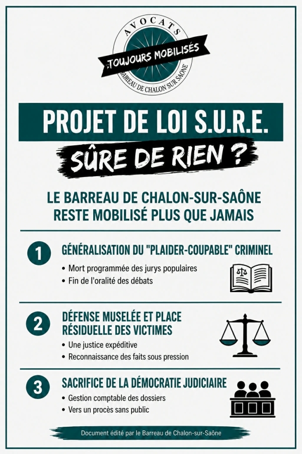 Les avocats de Chalon sur Saône poursuivent leur combat sur le projet de loi S.U.R.E