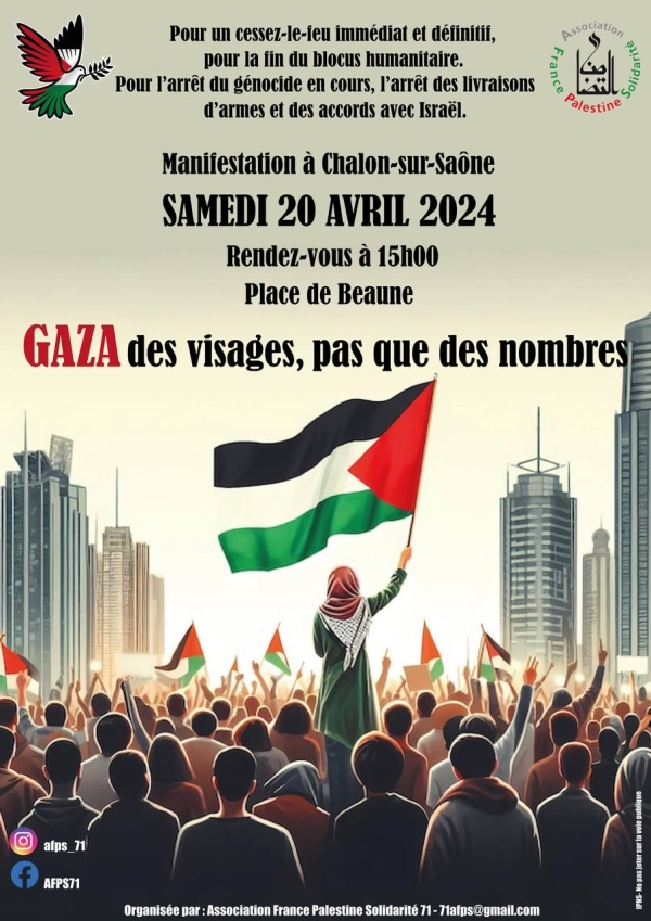  l'Association France Palestine Solidarité 71 donne rendez-vous ce samedi à Chalon 