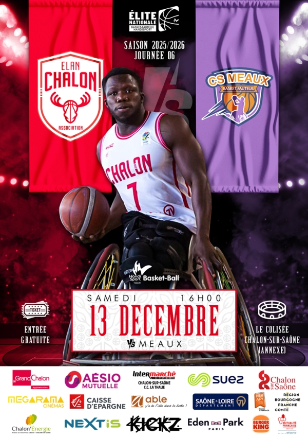 ELAN CHALON BASKET FAUTEUIL - L'Elan Chalon entre dans le dur et reçoit le CS Meaux le 13 décembre