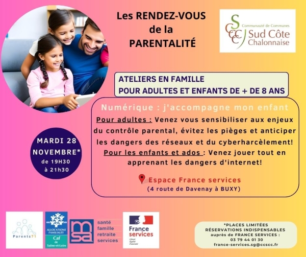 LES RENDEZ-VOUS DE LA PARENTALITÉ - "Numérique, j'accompagne mon enfant" à Buxy 