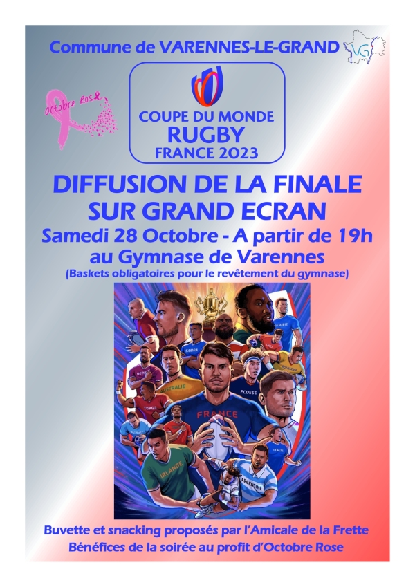 FINALE COUPE DU MONDE RUGBY - Une retransmission sur écran géant à Varennes le Grand 