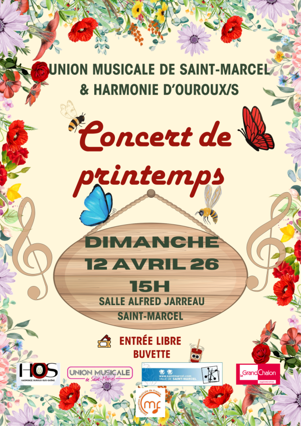 Grand concert de printemps de l'Union Musicale de Saint-Marcel ce dimanche 12 avril 