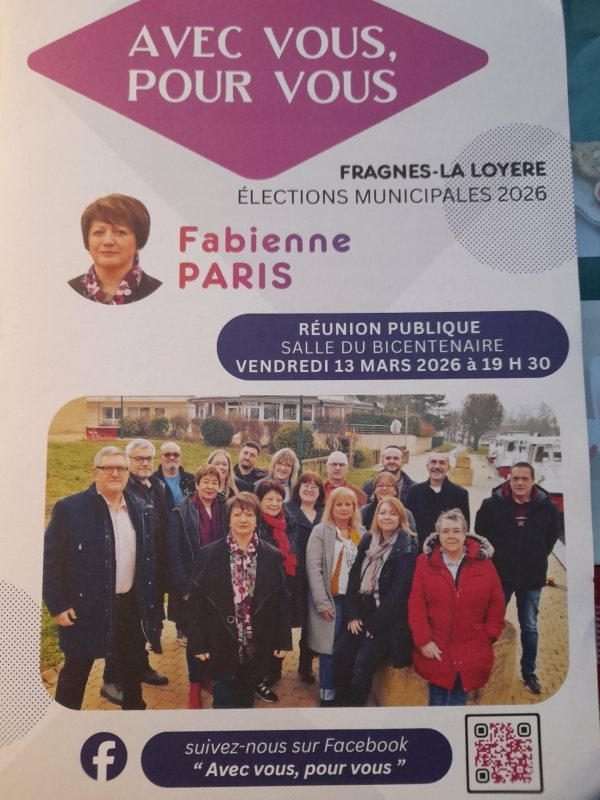 MUNICIPALES 2026 - FRAGNES - LA LOYERE - Fabienne Paris en réunion publique ce vendredi soir 