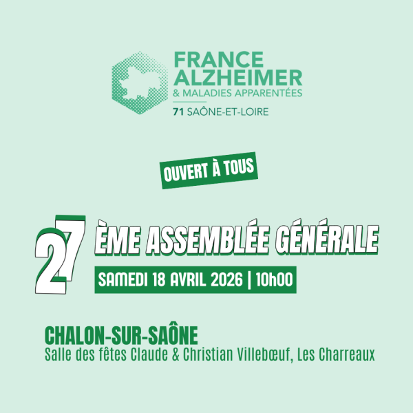 France Alzheimer Saône-et-Loire organise sa 27ème Assemblée Générale