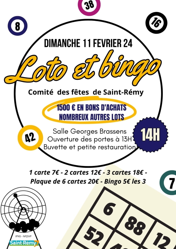 Le Comité des fêtes de Saint-Rémy annonce son loto et bingo 