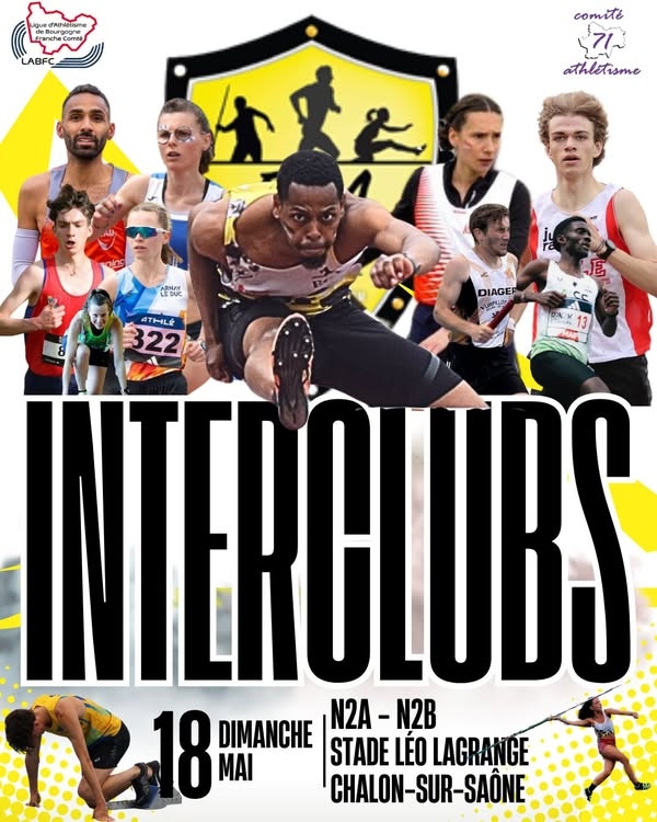 L'Entente Chalonnaise d'Athlétisme accueille le deuxième tour des compétitions Interclubs de Nationale 2A et 2B.