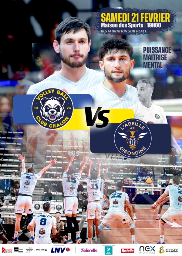VOLLEY-BALL - Chalon reçoit St Jean d’Illac le samedi 21 février 