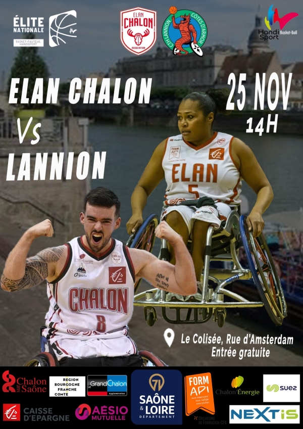 BASKET FAUTEUIL - Championnat de France Elite - L'Elan Chalon reçoit Lannion ce samedi 