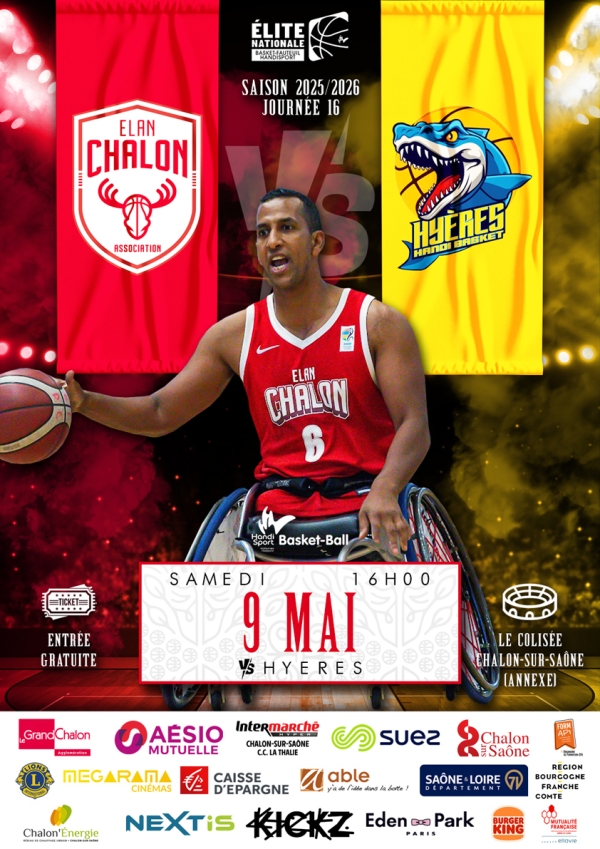 BASKET FAUTEUIL - L'Elan Chalon retrouve l'annexe du Colisée le 9 mai et reçoit Hyères 