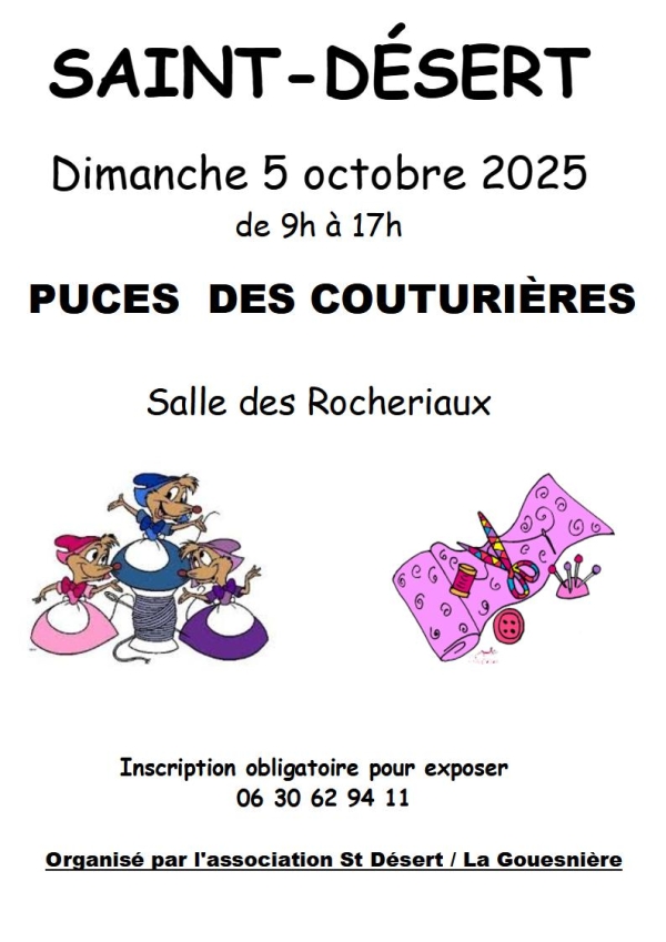 Le grand rendez-vous des puces des couturières est annoncé le 5 octobre à Saint-Désert 