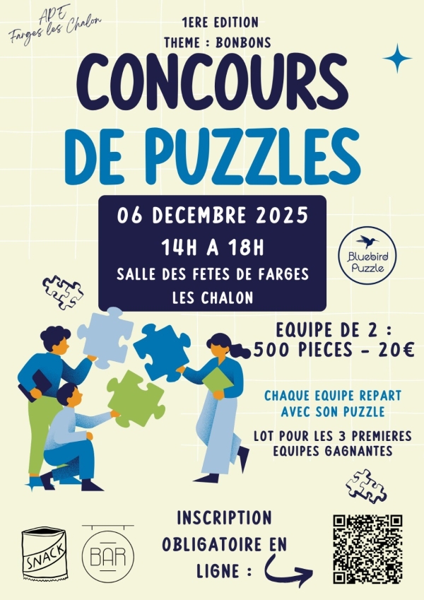 Participez au grand concours de puzzles organisé par l’Association des Parents d’Élèves de l’école de Farges-lès-Chalon !