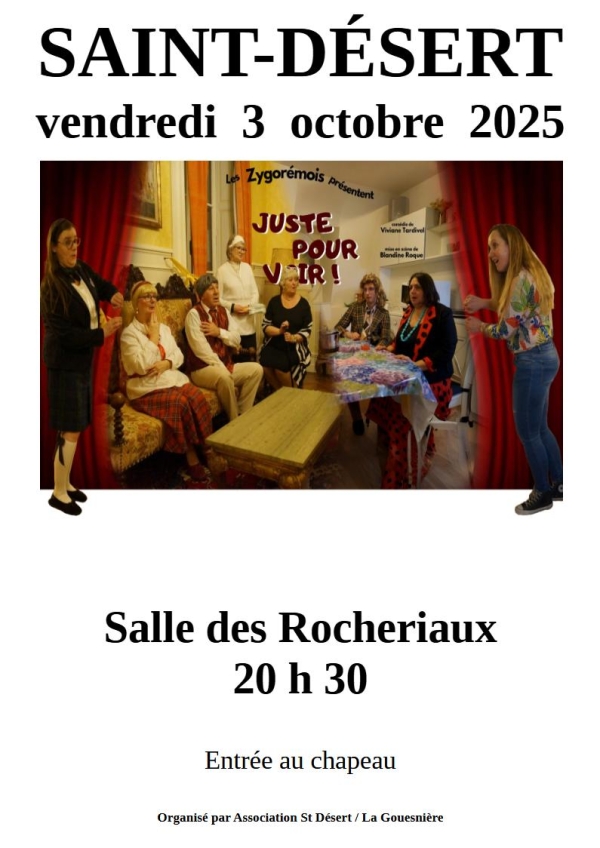 Soirée théâtre avec les Zygorémois le vendredi 3 octobre à Saint-Désert 