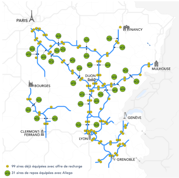 Mobilité électrique : APRR choisit Allego pour déployer la recharge rapide et ultra-rapide sur 31 aires de repos