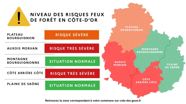FEUX DE FORETS - Très vives inquiétudes pour les massifs forestiers en Côte d'Or 