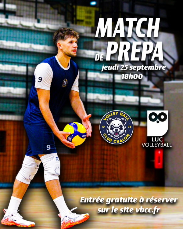 VOLLEY-BALL CHALON - Match de préparation ce jeudi soir à 18h 