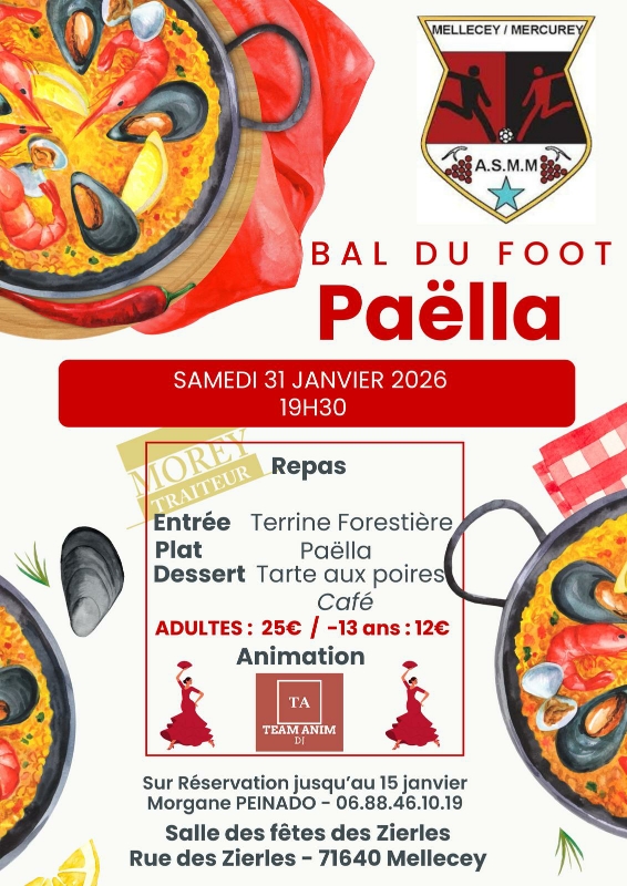 Vous avez jusqu'au 15 janvier pour vous inscrire à la soirée paëlla de l'ASMM  