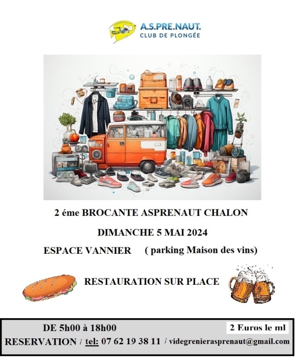 La brocante de l'Asprenaut Chalon annoncée le 5 mai 