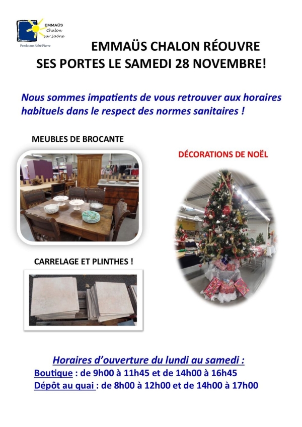 Réouverture de la boutique Emmaüs ce samedi à Chalon 