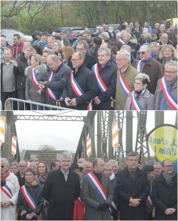Forte mobilisation pour le pont Jacques Chirac ce matin à l'appel des présidents des Départements du 01 et du 71