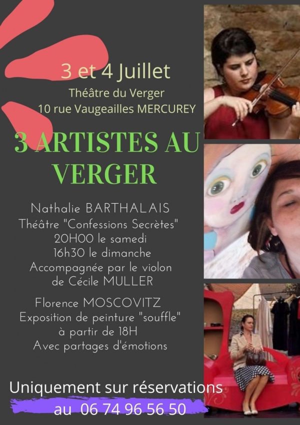 3 artistes au verger... c'est ce week-end à Mercurey 