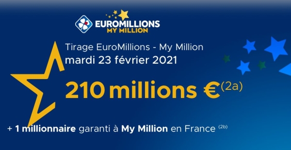 EuroMillions : Le jackpot passe désormais à 210 millions d'euros !