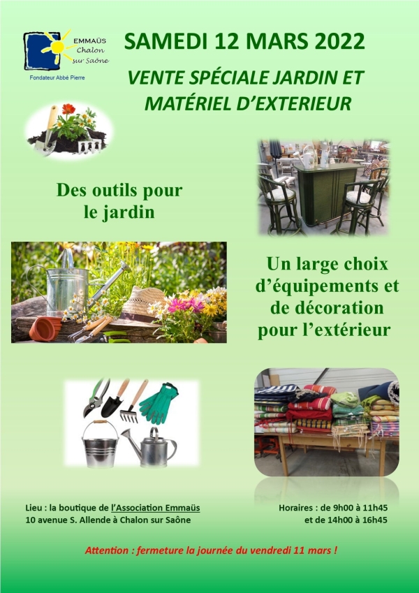 Vente spéciale jardin ce samedi chez Emmaüs 