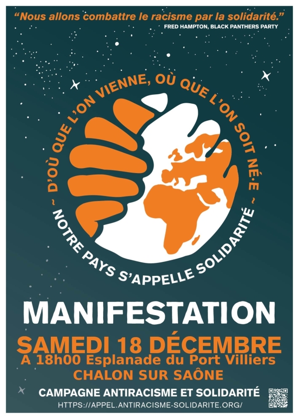 Rassemblement samedi à Chalon sur Saône  à l'initiative du collectif Chalon Solidarité Migrants.