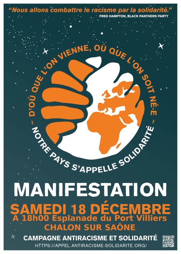 Rassemblement samedi à Chalon sur Saône à l'initiative du collectif Chalon Solidarité Migrants.