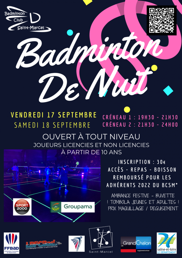 Le Badminton Club de Saint-Marcel organise un Badminton de Nuit ouvert à tous pour la rentrée.