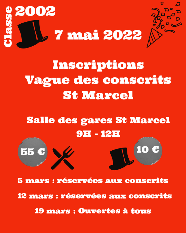 CONSCRITS SAINT-MARCEL - A noter sur vos agendas 