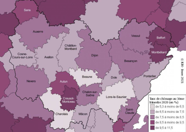 Le taux de chômage a fortement rebondi au troisième trimestre 2020 en Bourgogne-Franche Comté