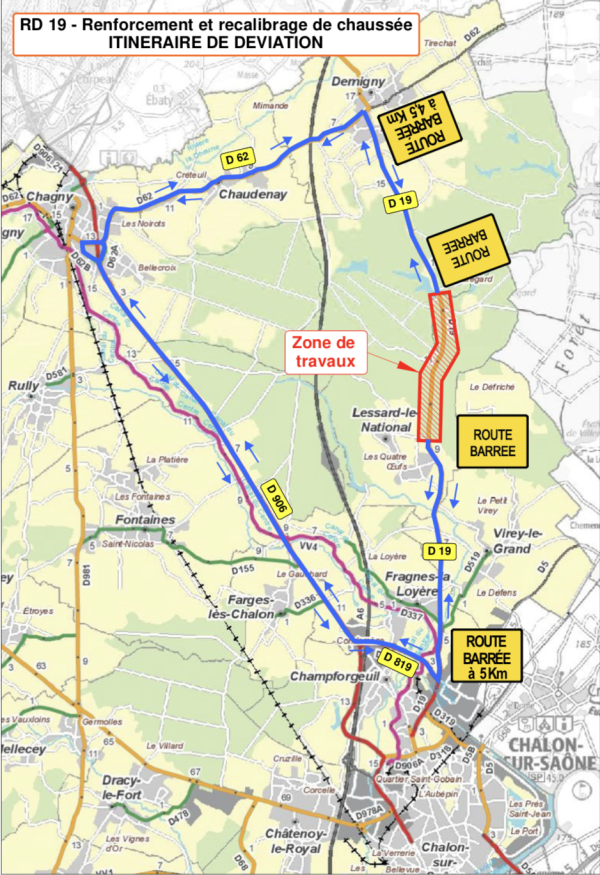 RD19 – Communes de Demigny et Lessard-le-National - Déviations et perturbations en perspective 