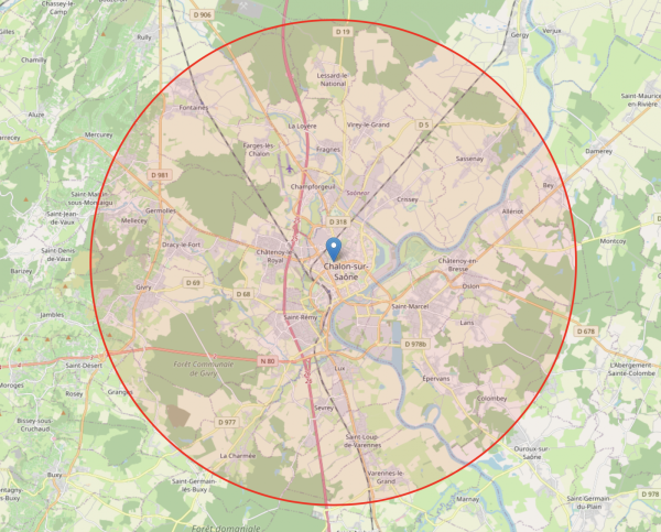 Pour calculer les 10 kilomètres autour de votre domicile...