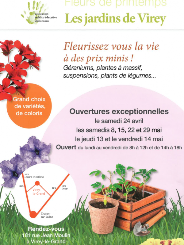 Fleurissez vous la vie à des prix minis avec les Jardins de Virey et l'Association Médico Educative Chalonnaise 