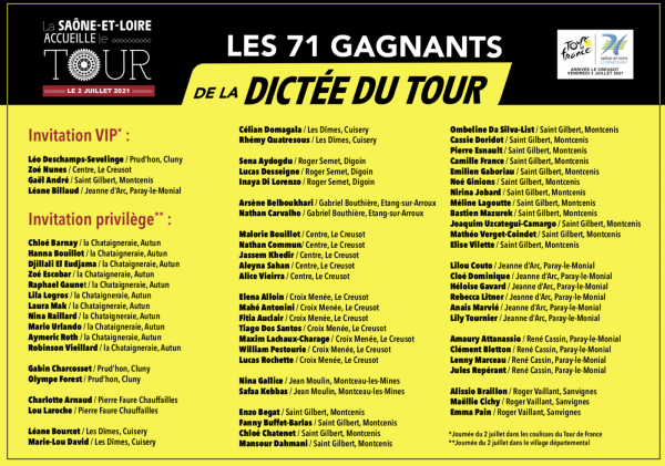 71 lauréats pour la Dictée du Tour