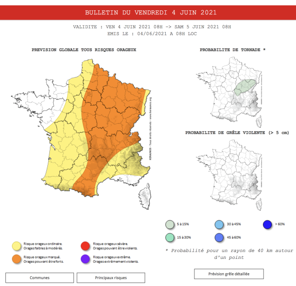 L'Observatoire Français des Tornades et Orages Violents annonce une fin de journée mouvementée en Saône et Loire 