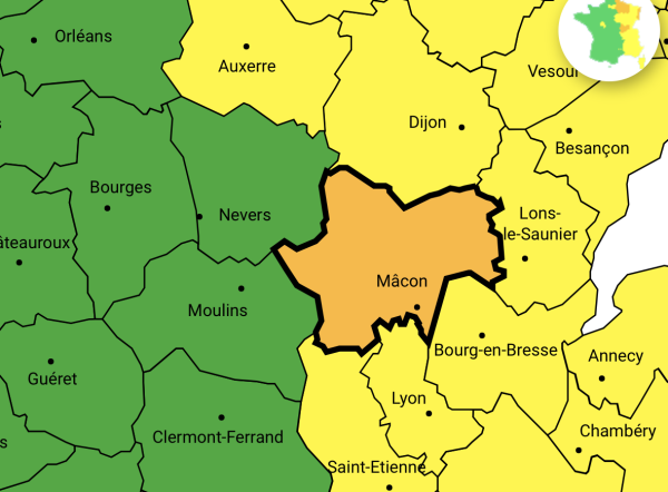 Alerte orange jusqu'à samedi après-midi en Saône et Loire