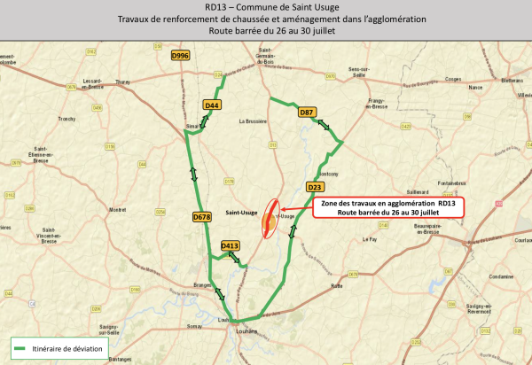 Des perturbations à prévoir sur la RD13 à Saint-Usuge