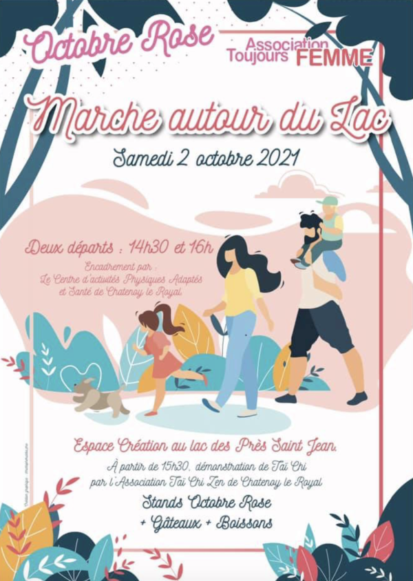 Rendez-vous autour du lac des Près Saint Jean pour la marche organisée par Toujours Femme