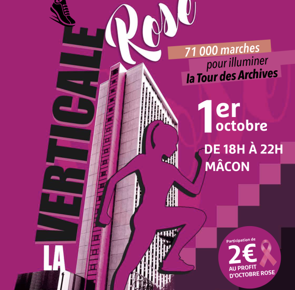 Vendredi 1er octobre 2021 : la Verticale rose, une course d’escaliers dans la tour des Archives départementales à Mâcon au profit d’Octobre rose