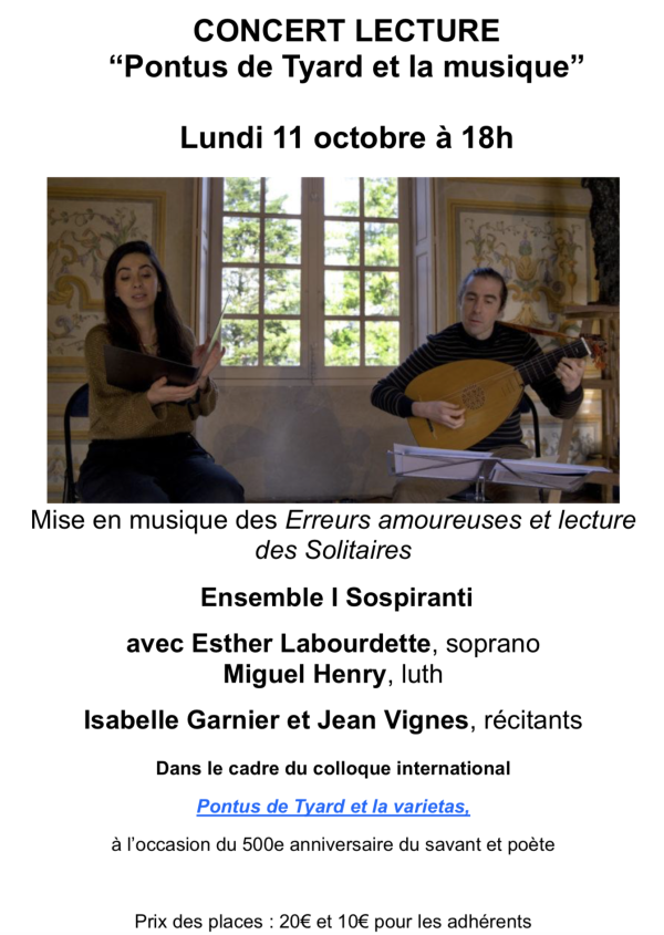 Les rencontres internationales de Pontus de Tyard se tiendront le 11 octobre
