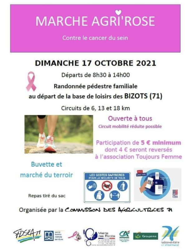 La Marche Agri'Rose annoncée aux Bizots le 17 octobre 