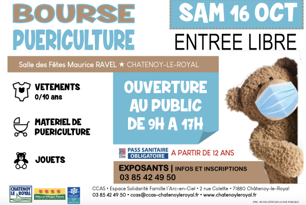 Bourse puériculture le 16 octobre à Châtenoy le Royal