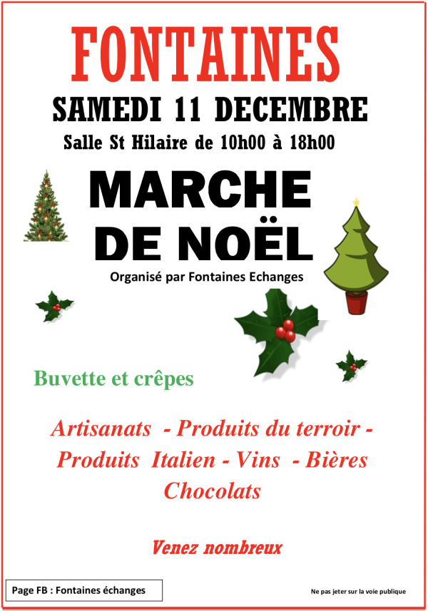 Marché de Noël ce samedi à Fontaines 