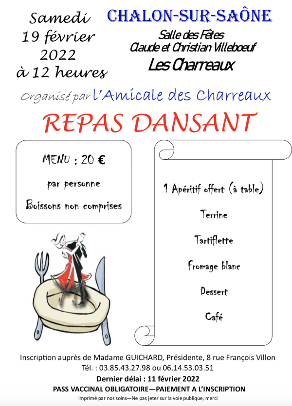 Repas dansant pour l'Amicale des Charreaux