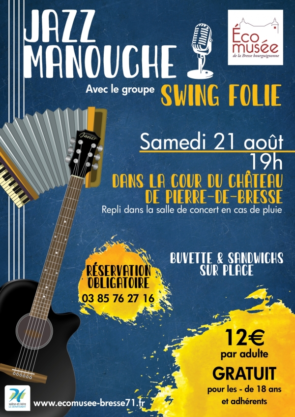 A noter sur vos agendas - Concert en extérieur avec le groupe Swing Folie à l'Ecomusée de Pierre de Bresse 