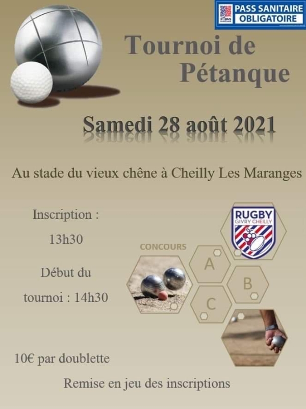 Concours de pétanque annoncé par le club de rugby de Givry/Cheilly 