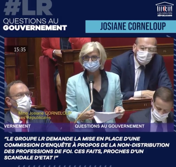 Josiane Corneloup, députée de Saône et Loire, demande une commission d'enquête parlementaire sur le fiasco de la distribution du matériel électoral 
