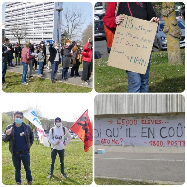 Les professeurs du 1er et du 2nd second degré manifestent devant l'inspection académique à Mâcon